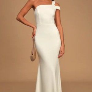NWT - White One-Shoulder Mermaid Maxi Dress